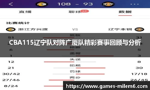 CBA115辽宁队对阵广厦队精彩赛事回顾与分析